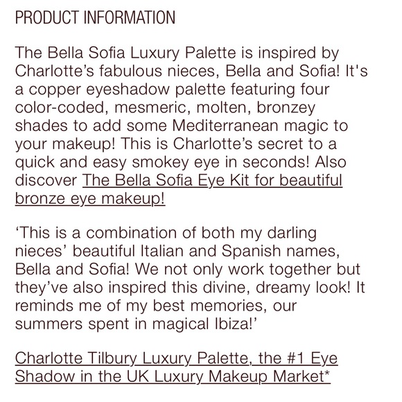 ✨CHARLOTTE TILBURY LUXURY PALETTE THE BELLA SOFIA - Picture 6 of 8